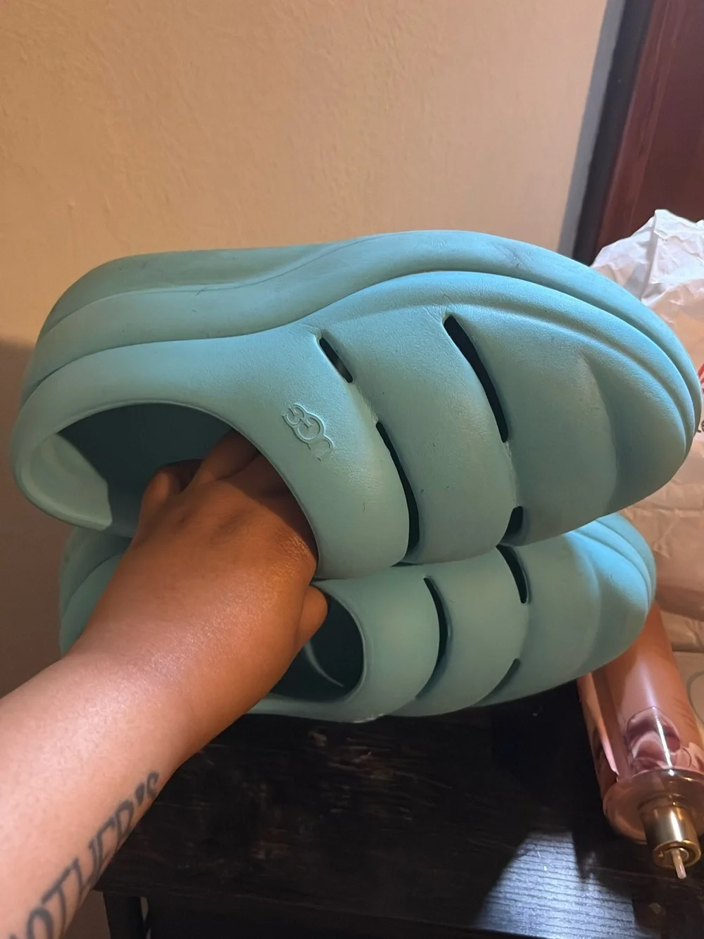 UGG Light Blue Logo Slide